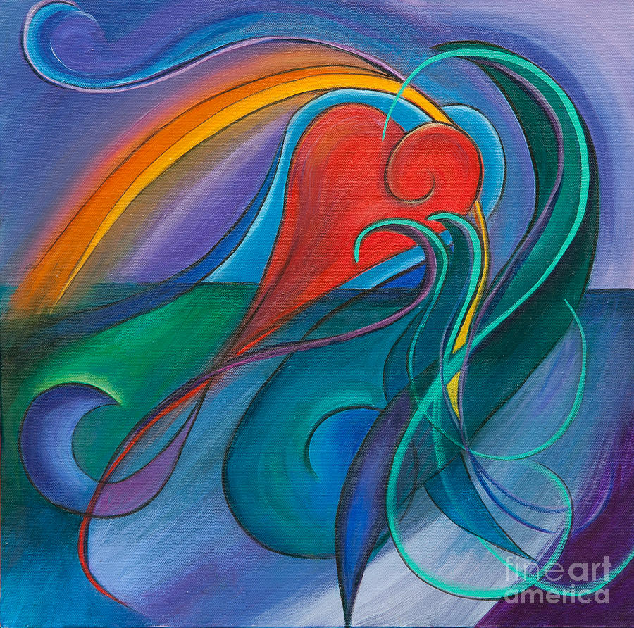 Kids Heart Rainbow Ocean Painting by Reina Cottier