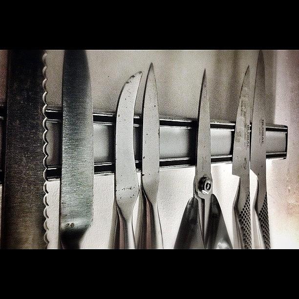 Utensils Photograph - Kitchen Knives #kitchen #knives #global by Mark  Thornton