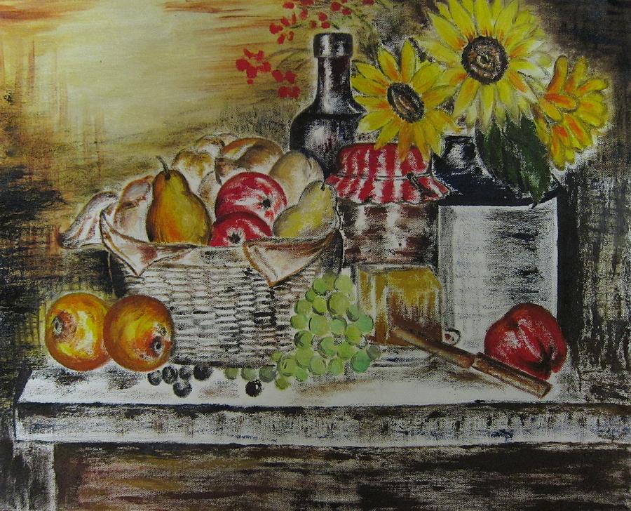 Grape Painting - Kitchen table by Preeti