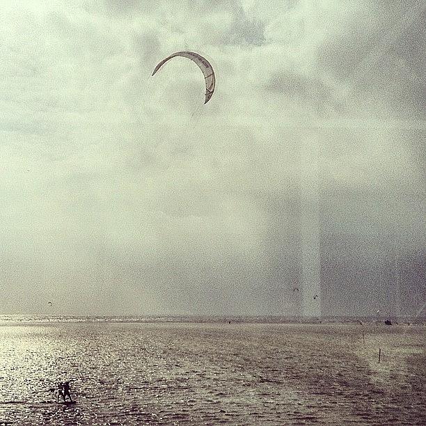 Beach Photograph - Kite-surfer II #kite #surfing #sea #sun by Valnowy Photography