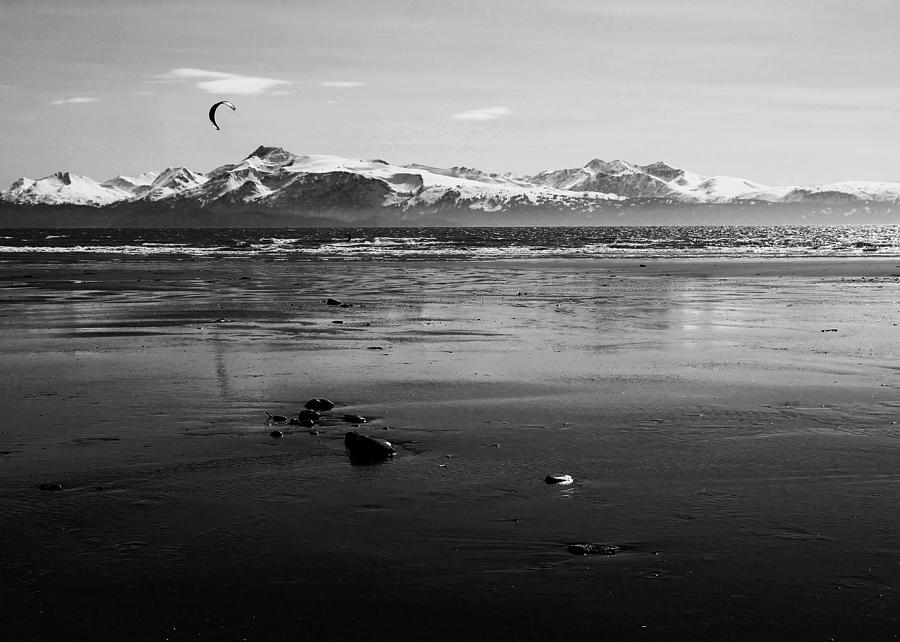 Kite Surfer on an Alaskan beach Photograph by Michele Cornelius