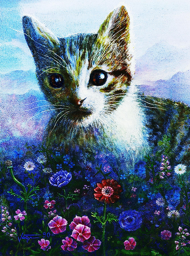 Flower Painting - Kitten by Hartmut Jager
