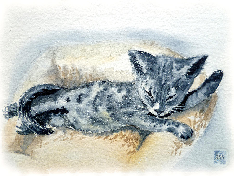 Kitten Painting by Irina Sztukowski