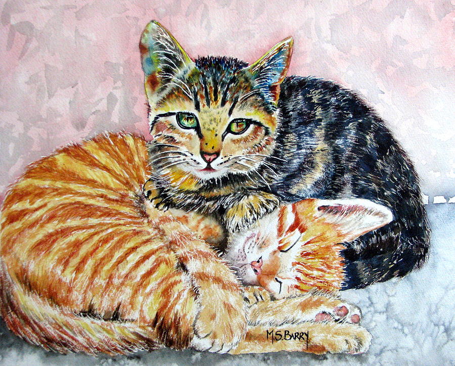Kitty Cats Painting by Maria Barry