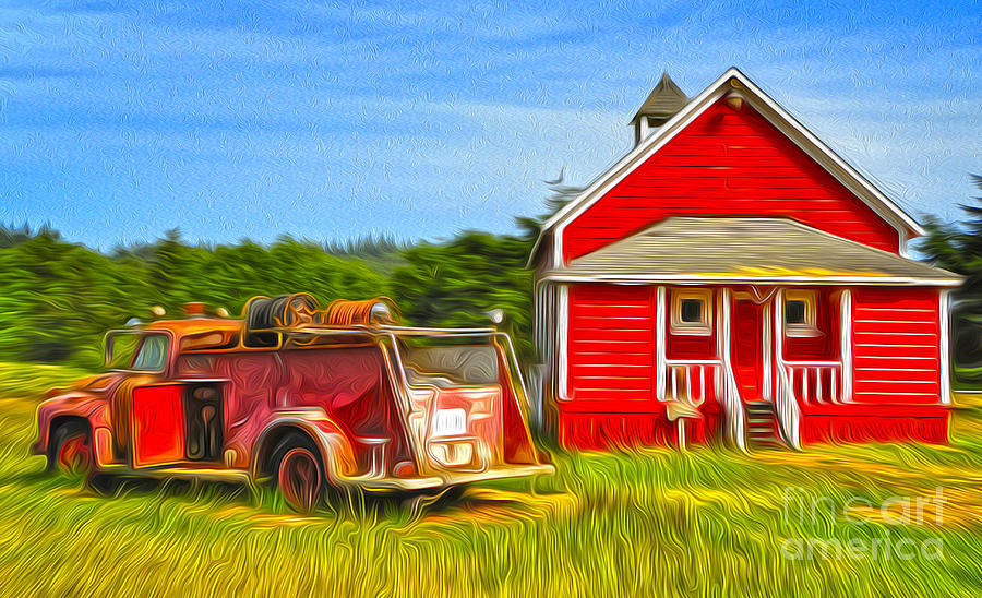 klamath old fire truck and red school house gregory dyer