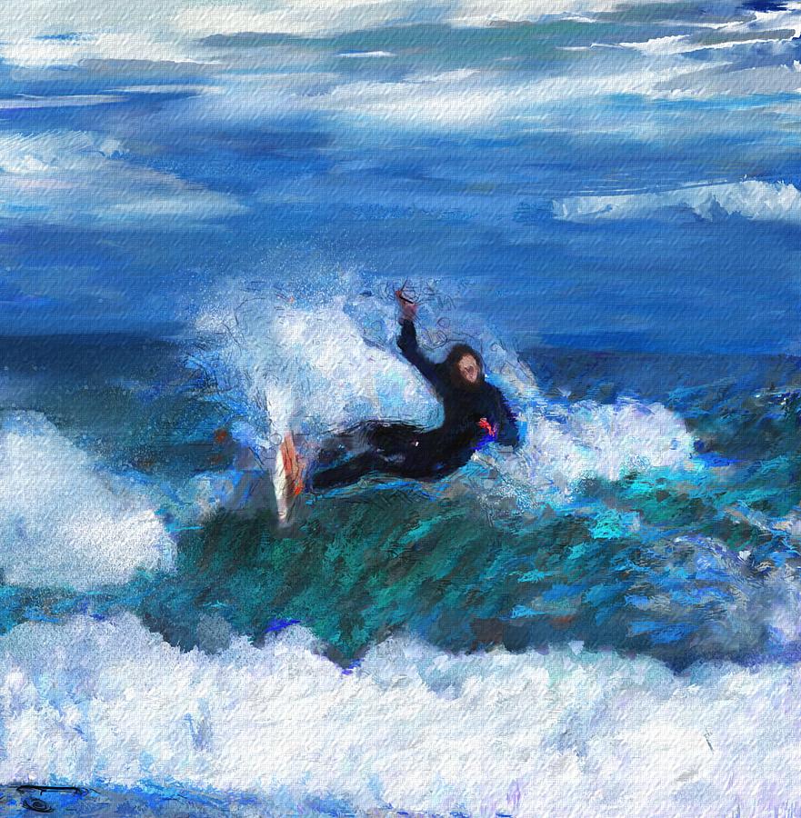 Knifing Through the Surf Digital Art by David Lane
