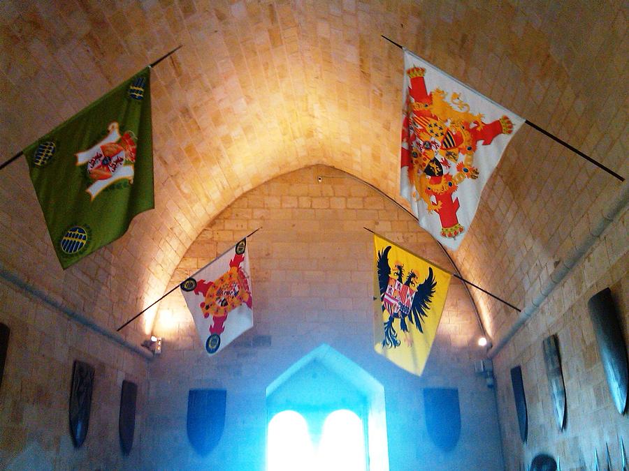 Knight Rider Flags At Segovia Castle Artillery Academy in Spain Photograph by John Shiron