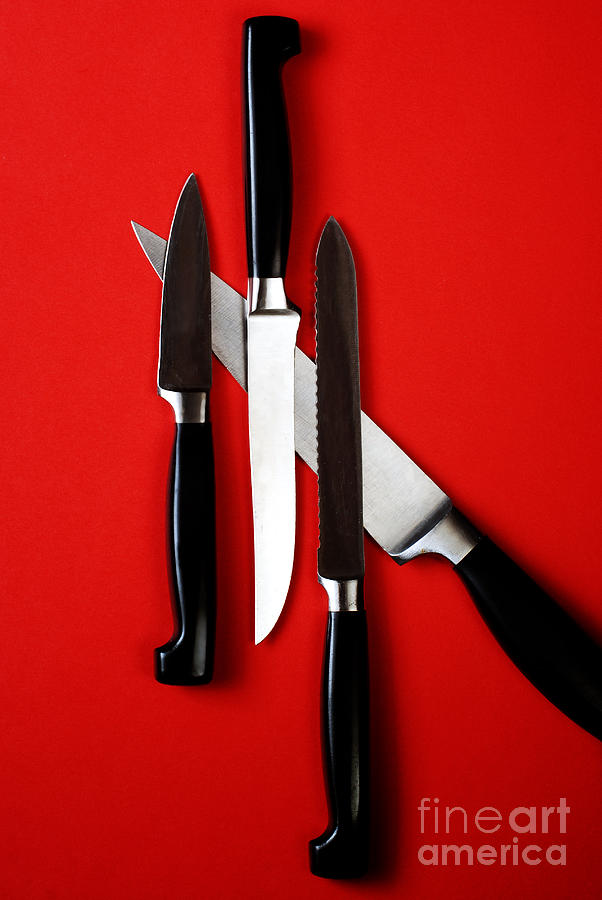 Knives On Red Photograph by HD Connelly