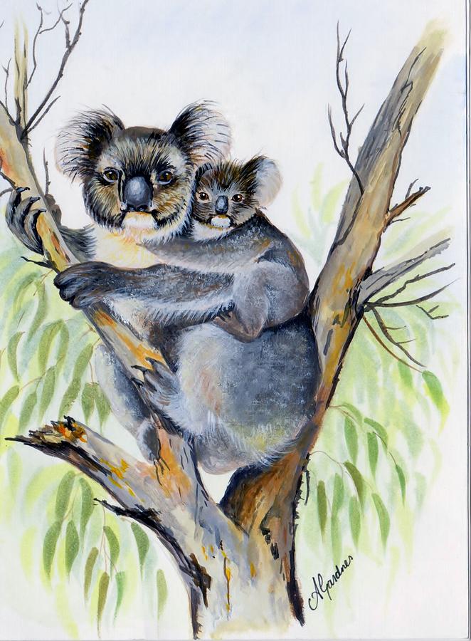 Koala and baby Painting by Anne Gardner