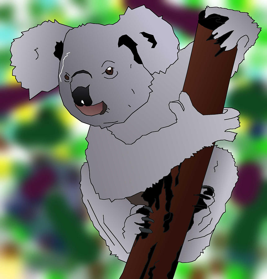 Koala bear climbing tree stump Digital Art by Casino Artist