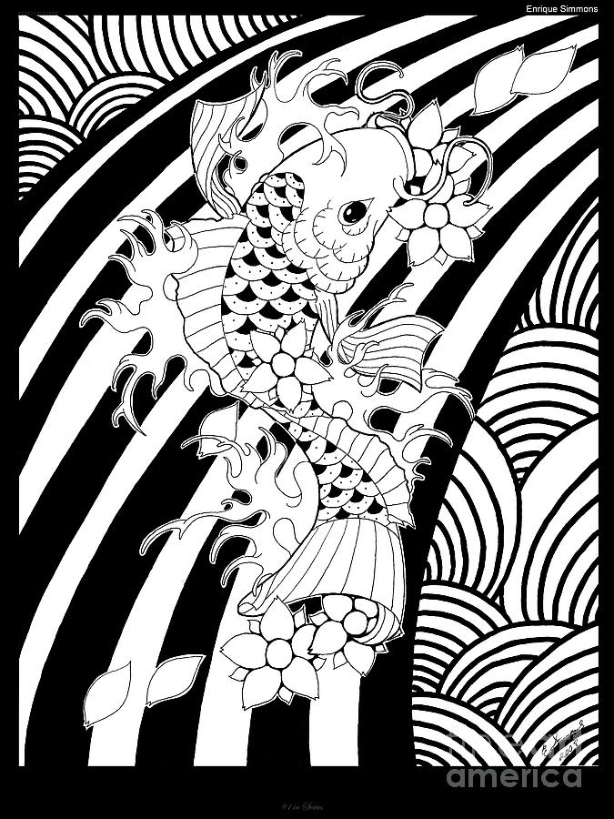 Koi Drawing - Koi Fish 1 by Enrique Simmons