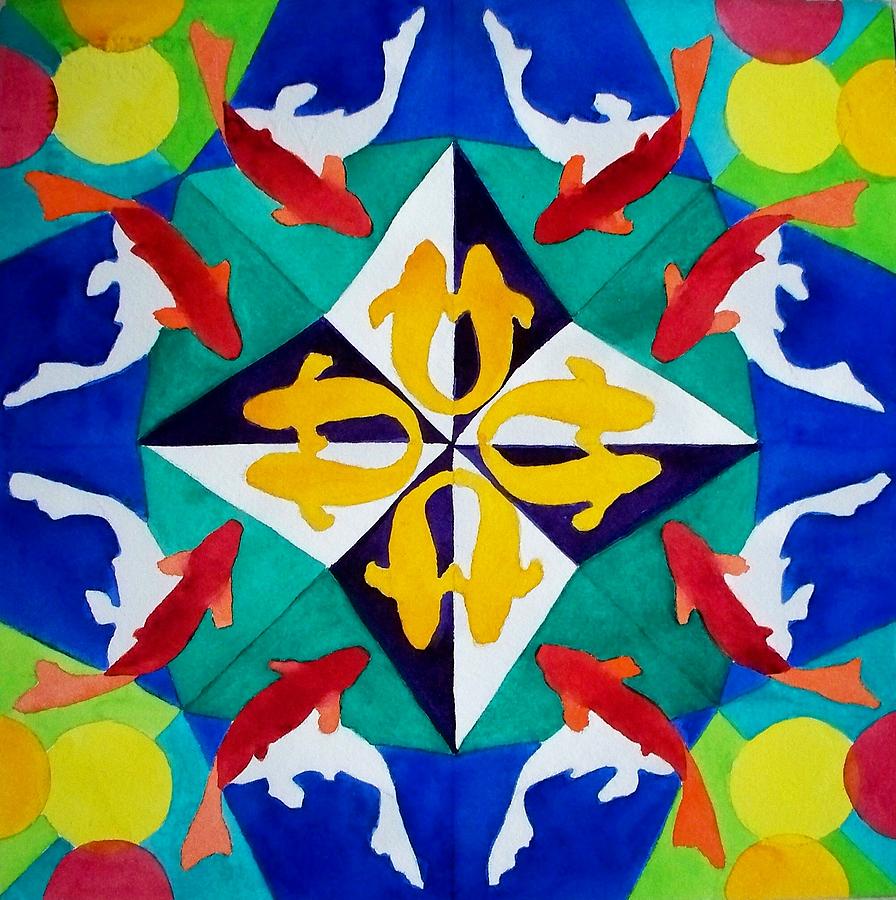 Koi Kaleidoscope Painting by Celene Terry
