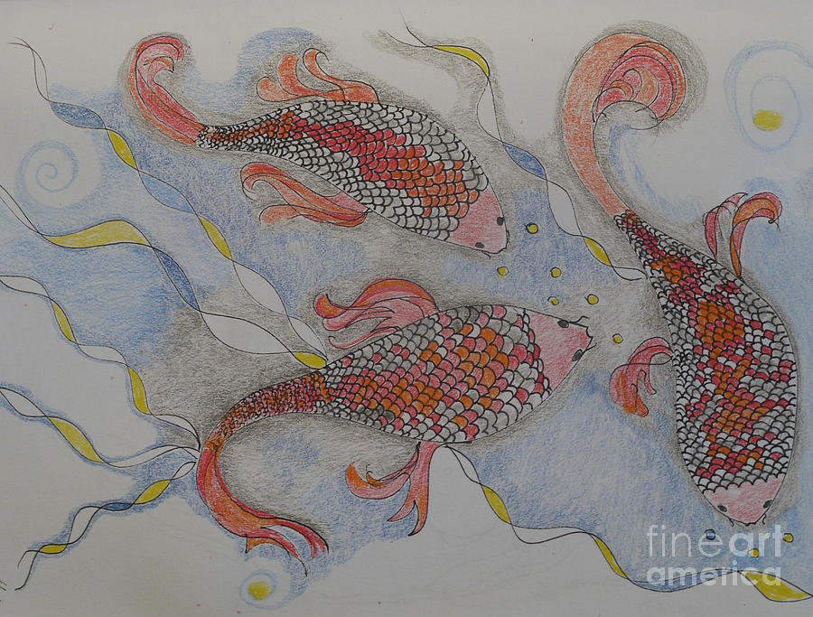 Koi luck Drawing by Heather Hennick