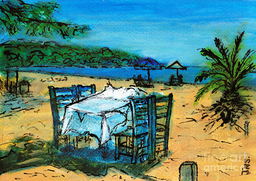 Kolios Beach Skiathos Painting by Jackie Sherwood