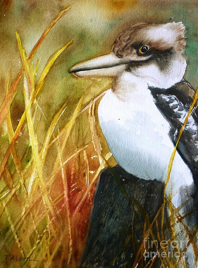 Feather Painting - Kookaburra Dreaming - original SOLD by Therese Alcorn