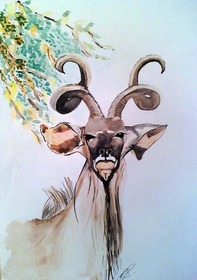 Wildlife Painting - Kudu bull I. by Paula Steffensen