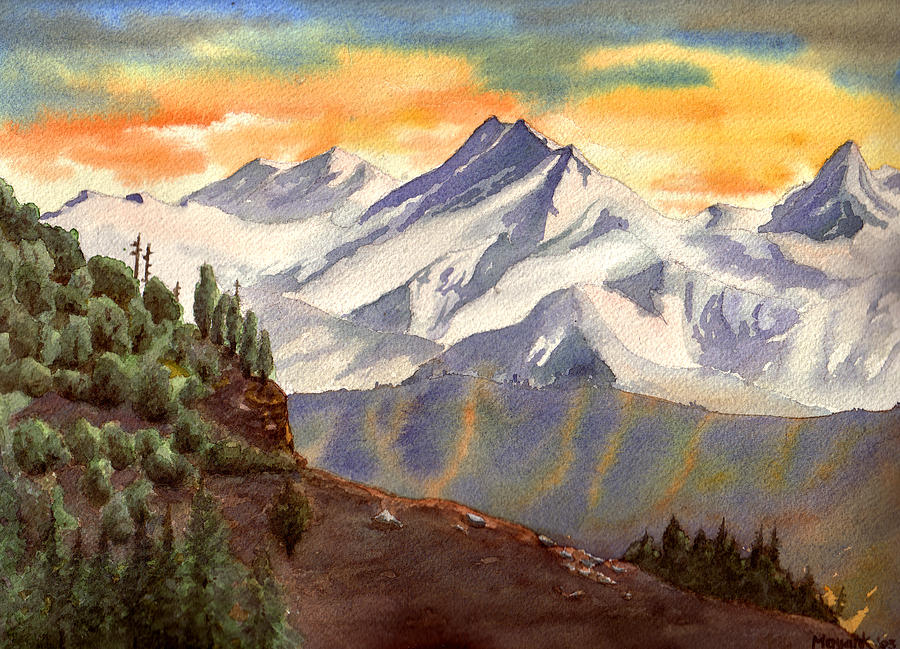 Kullu Valley Sunset Painting by Mayank M M Reid