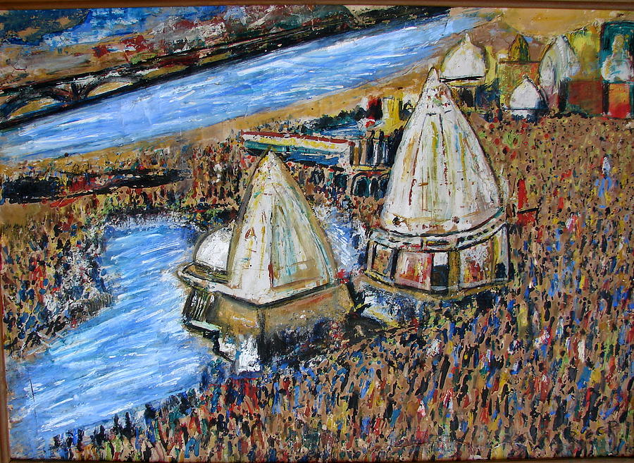 Kumbhmela At Haridwar Painting by Anand Swaroop Manchiraju