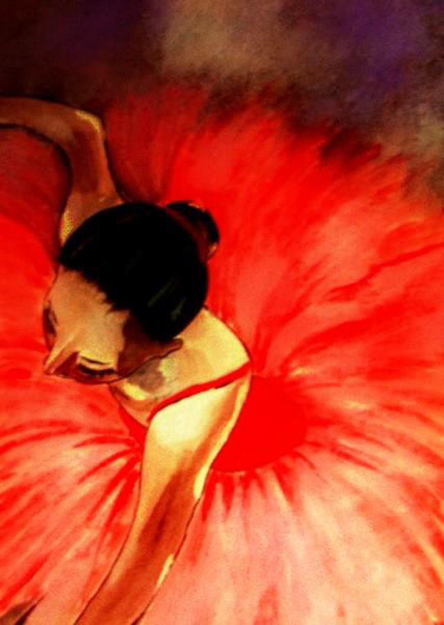 La Ballerine Rouge dans le Theatre Painting by Rusty Gladdish