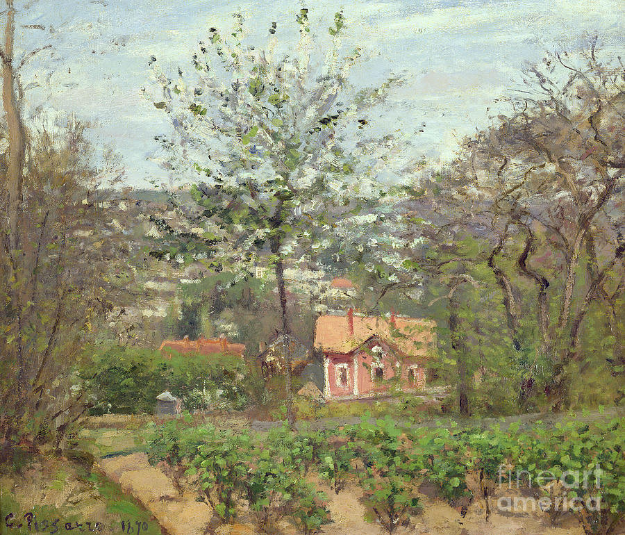 La Maison Rose Painting by Camille Pissarro