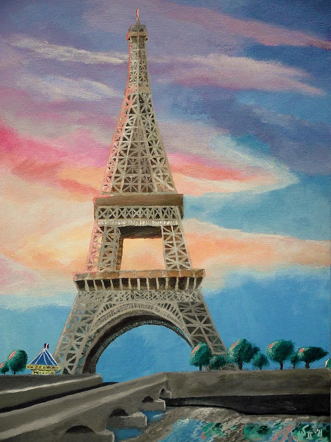 La Tour Eiffel A Sunrise Painting