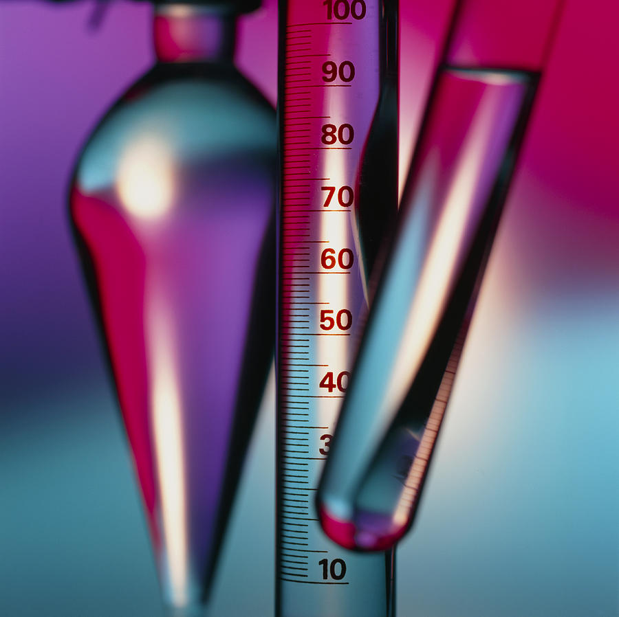 Still Life Photograph - Laboratory Glassware Including Pipette & Test Tube by Tek Image