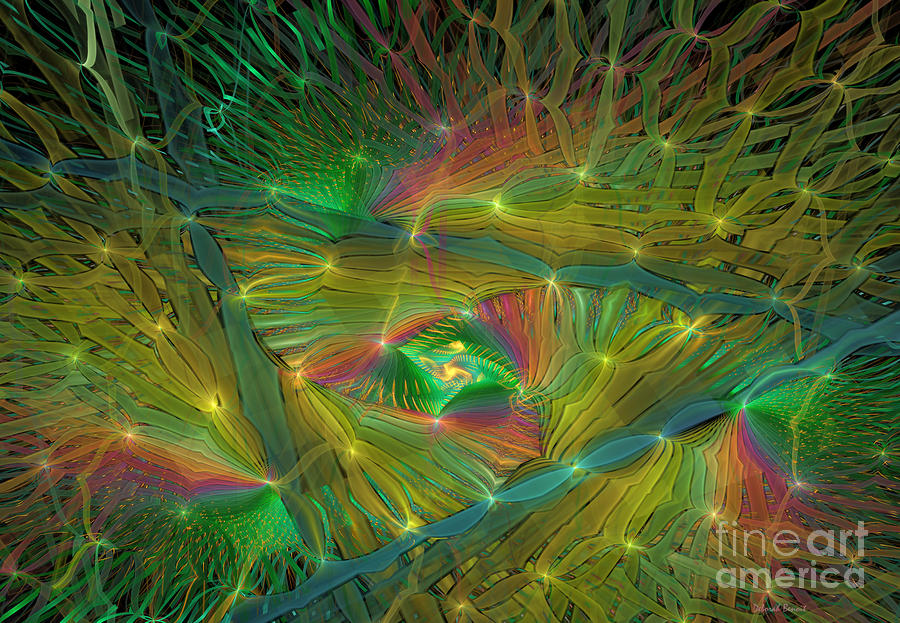 Abstract Digital Art - Lacy Rainbow Triangle by Deborah Benoit