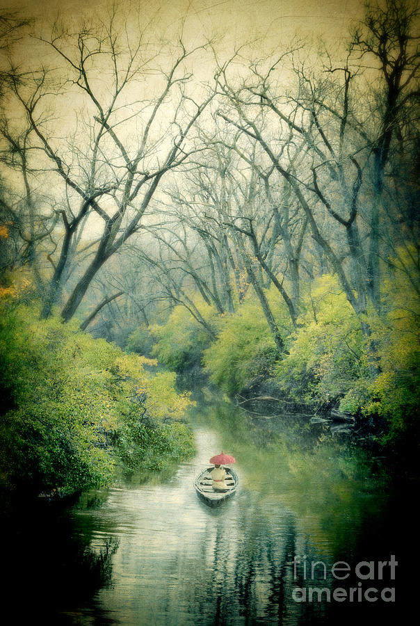 Lady in a Row Boat on a River Photograph by Jill Battaglia