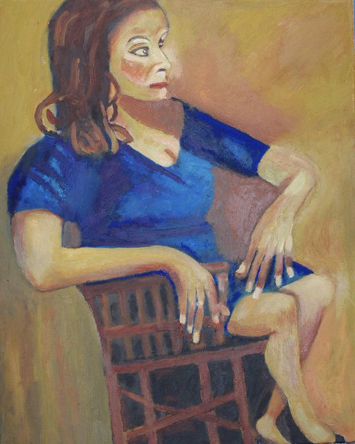 Lady in Blue Painting by Keith Bagg | Fine Art America