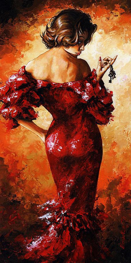Lady in Red 33 Painting by Emerico Imre Toth
