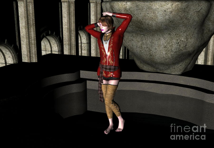 Lady In Red Digital Art by Stanley Morganstein