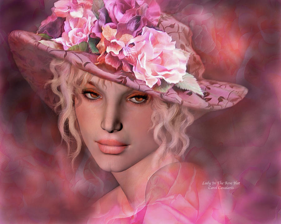 Woman Mixed Media - Lady In The Rose Hat by Carol Cavalaris