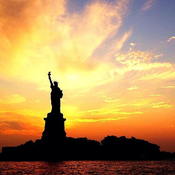 Sunset Photograph - Lady Liberty by Trey Rucker