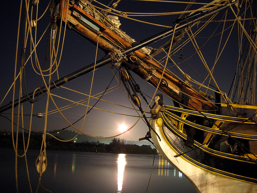 Lady Washington Photograph - Lady Washington - Moonlight on Coos Bay by Gary Rifkin Lady Washington Photograph - Lady Washington - Moonlight on Coos Bay by Gary Rifkin