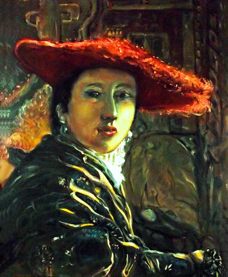 Lady With A Red Hat Painting by Patrick Raffaelo - Fine Art America