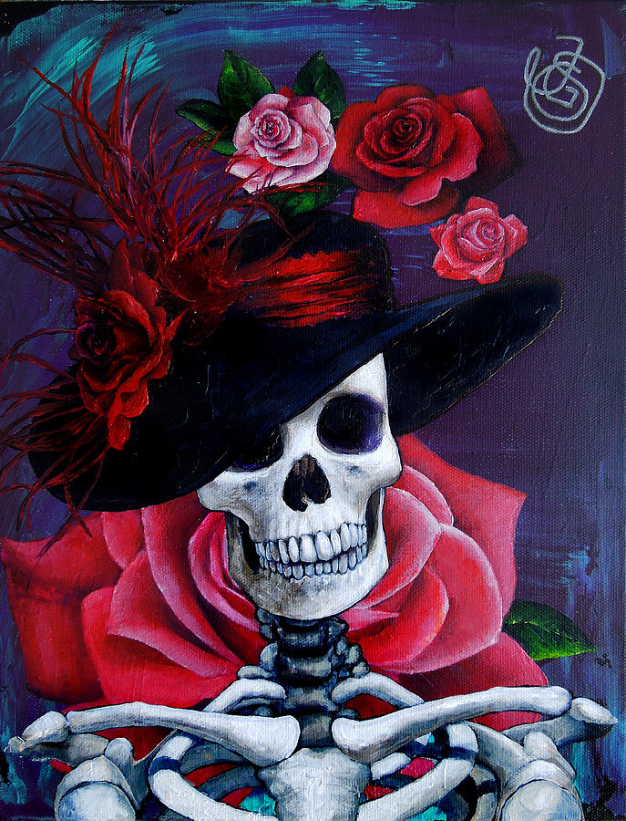 Halloween Painting - Lady with the Rose Hat by Johanna Uribes