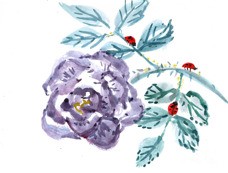 Ladybugs Lunch Date Painting by Ellen Miffitt