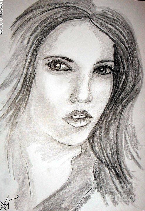 Lady's Portrait Drawing by Farfallina Art -Gabriela Dinca- | Fine Art ...