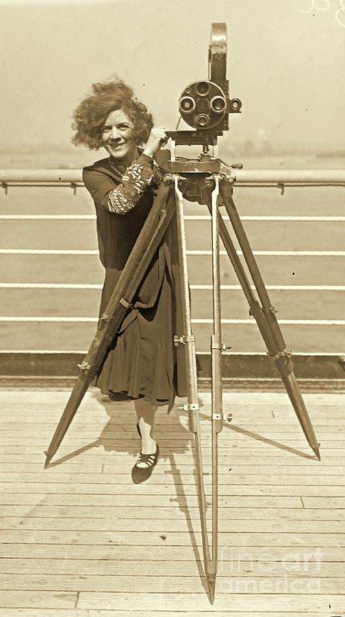 Lajinska with Vintage Movie Camera Photograph by Padre Art
