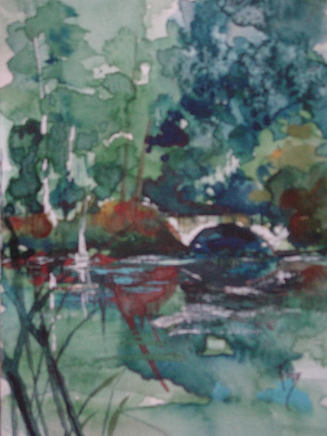 Lake #3 Bridge Painting by Robin Miller-Bookhout