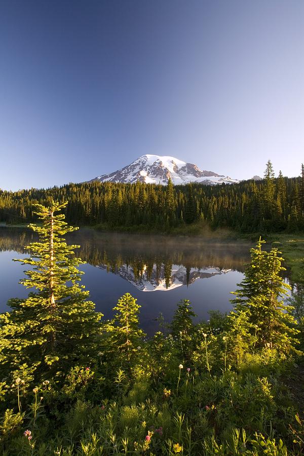 Lake And Mount Rainier, Mount Rainier Photograph by Craig Tuttle - Fine ...