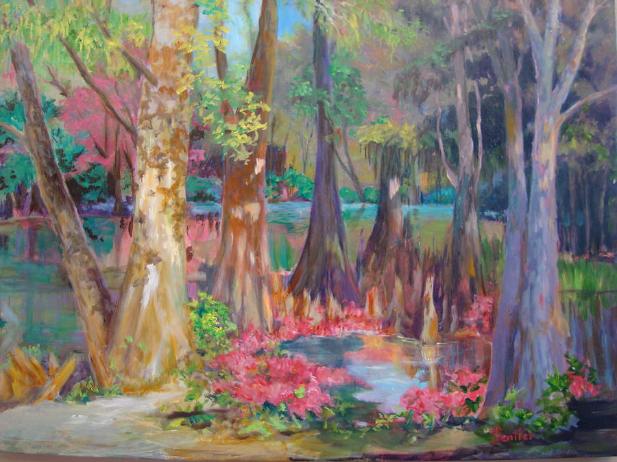 Landscape Painting - Lake Arthur Swamp by AnnE Dentler