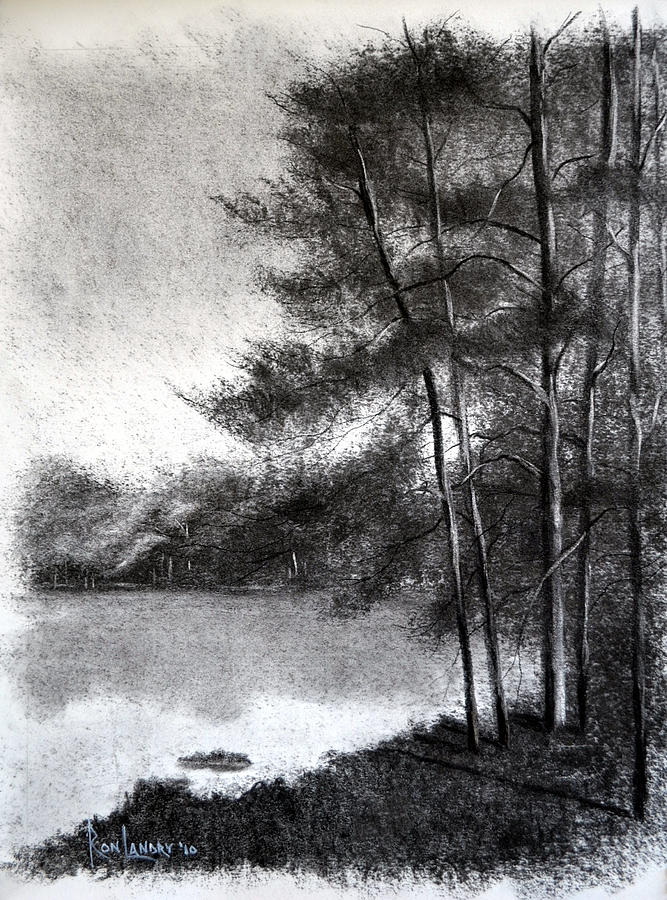 Lake at Tall Timbers 2 Drawing by Ron Landry - Fine Art America