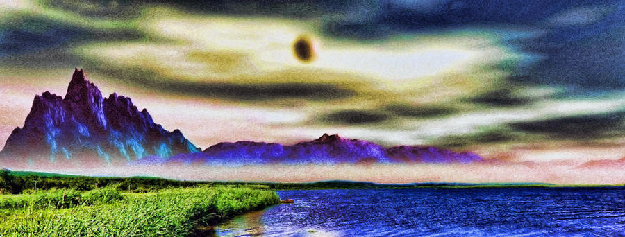 Lake at the Foot of the Mountains Painting by Tyler Robbins