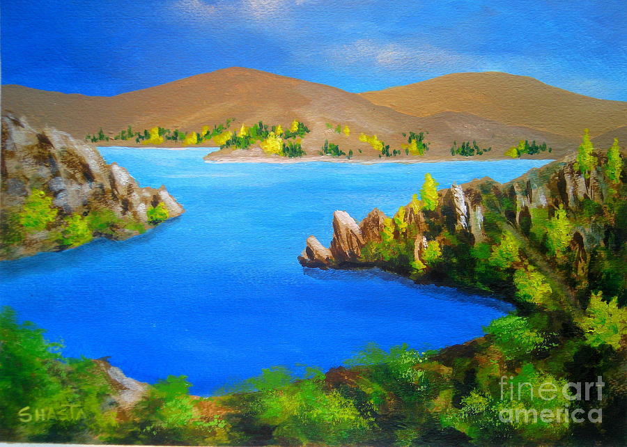 Landscape Painting - LAKE  AVIEMORE - - fine art impressionist serenity landscape by Shasta Eone