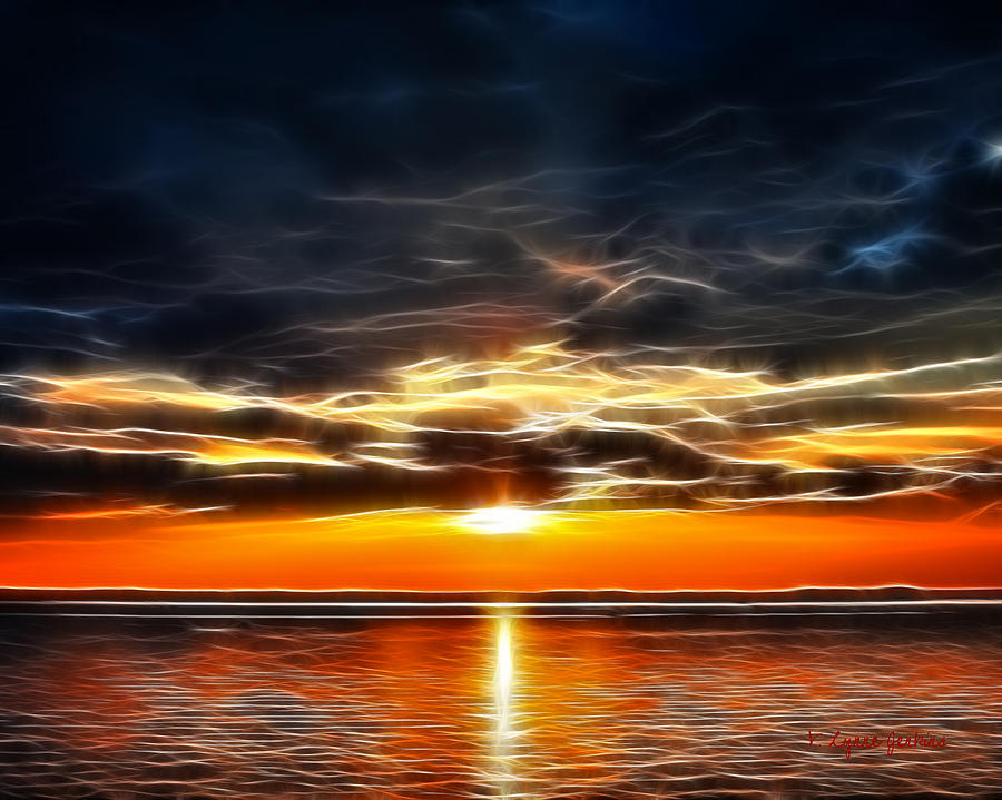 Lake Hartwell Sunset Digital Art by Lynne Jenkins