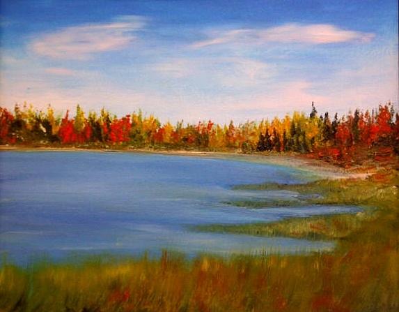 Lake Katherine Fall Colours Painting by Desmond Raymond