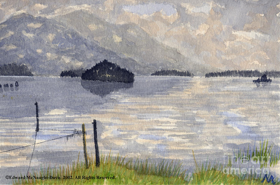 Lake Kilarney Ring of Kerry Watercolour Painting Painting by Edward McNaught-Davis