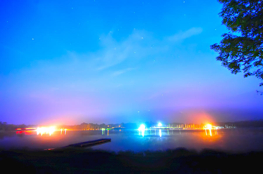 Lake light stars at night Photograph by Randall Branham