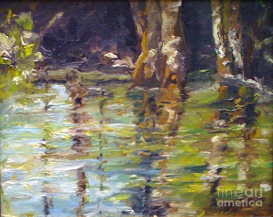 Tree Painting - Lake Reflections by Tansill Stough